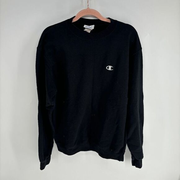 Champion Unisex Black Crew Neck Long Sleeve Sweatshirt Size Medium - Picture 1 of 6